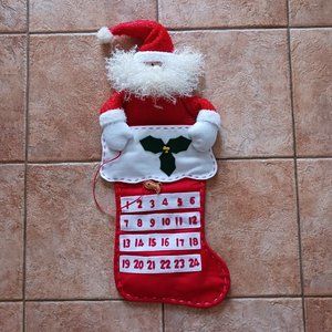 Vintage Christmas Stocking Santa Advent Calendar Mistletoe Fish